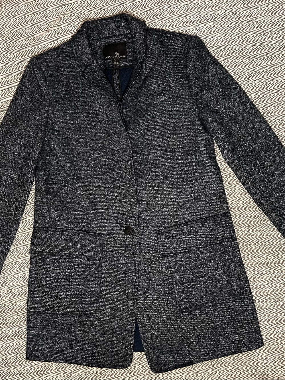 Banana Republic Women's Navy Tweed Blazer Jacket, size 2 NWOT
